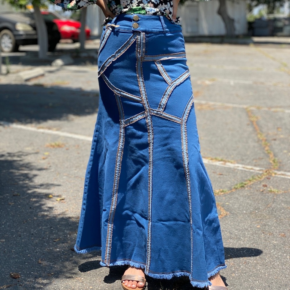 Denim maxi skirt